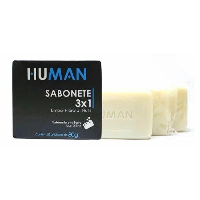 Kit 3 Sabonete Em Barra Limpa Hidrata E Nutri Men Homem Manteiga De Kartité 80g Human