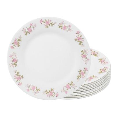 Jogo 10 Prato De Sobremesa De Vidro Flowers Pink 20cm Em Casa Tem