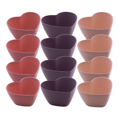 Jogo 12 Bowl De Coração Tigela Fibra De Bambu E Pp Lines Coloridos 14x7cm Lyor