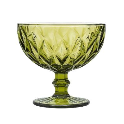 Taça De Sobremesa Sorvete Coquetel De Vidro Diamante Verde 310ml Class Home