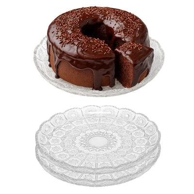 Kit 2 Prato Para Bolo Pequeno De Vidro Transparente Bohemia 20,5cm Em Casa Tem