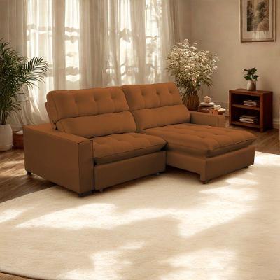 Sofá 2 Lugares 2,60m Retrátil Reclinável Veludo Andreia Lansofbr Terracota