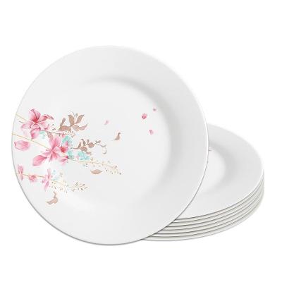 Jogo 8 Prato De Sobremesa De Vidro Branco Flowers Bord Em Casa Tem 20cm