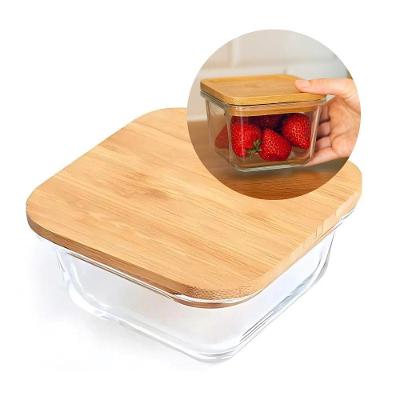 Pote De Vidro Com Tampa De Bambu Quadrado 320ml Em Casa Tem