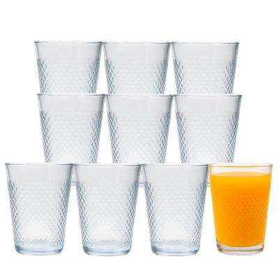 Jogo 10 Copo De Vidro 200ml Suco Refrigerante água Diamond Cut Fratelli