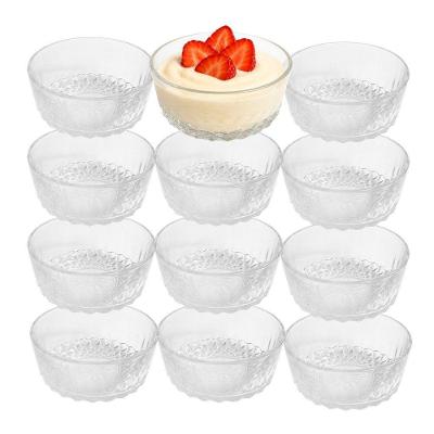 Jogo 12 Bowl De Vidro Pote Para Sobremesa Clear Diamantino 260ml Em Casa Tem