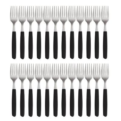 Jogo De 24 Garfos Cabo Preto De Plástico Berlim 20cm Em Casa Tem