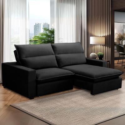Sofa Retratil Reclinavel 2 Lugares 2m Andreza Veludo Lansof Preto