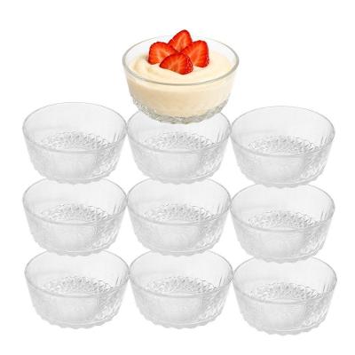 Jogo 10 Bowl De Vidro Pote Para Sobremesa Clear Diamantino 260ml Em Casa Tem