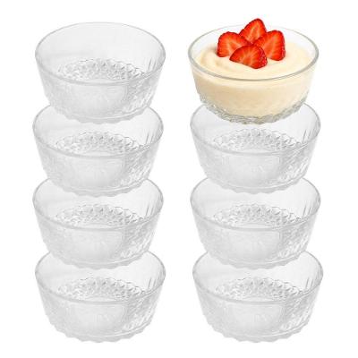 Jogo 8 Bowl De Vidro Pote Para Sobremesa Clear Diamantino 260ml Em Casa Tem