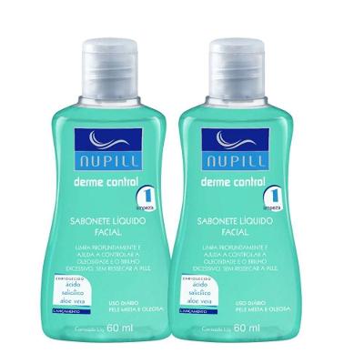 Kit 2 Sabonete Líquido Facial Antioliosidade Para Viagem Bolsa Dermecontrol 60ml