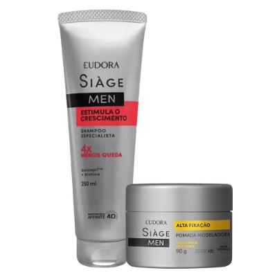 Kit Shampoo Antiqueda Crescimento E Pomada Modeladora Efeito Matte Eudora Siàge Men