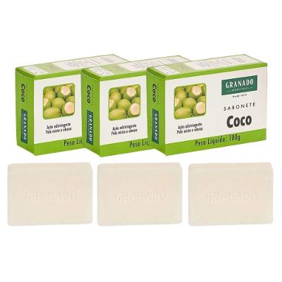 Kit 3 Sabonete De Coco Granado Em Barra Coco Pele Mista E Oleosa 100g
