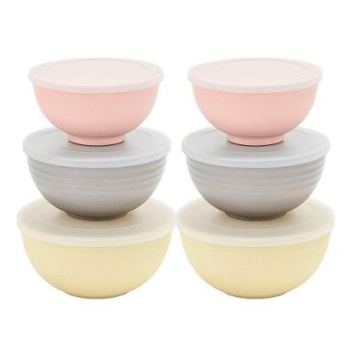 Kit 6 Pote Com Tampa Marmita Recipiente Para Alimentos De Bambu Pp Lines Lyor