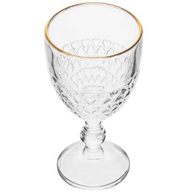 Taça Com Borda Dourada Coração Vidro Cor Transparente Fio De Ouro Para água 320ml Lyor