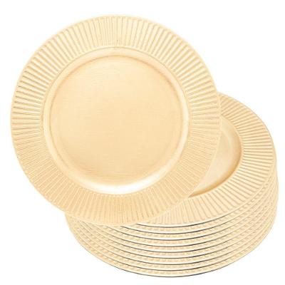 Jogo 10 Sousplat De Mesa Redondo Primer Dourado Plástico Lyor 33cm