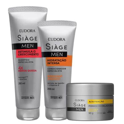 Kit Shampoo Antiqueda Condicionador Hidratação E Pomada Modeladora Eudora Siàge Men