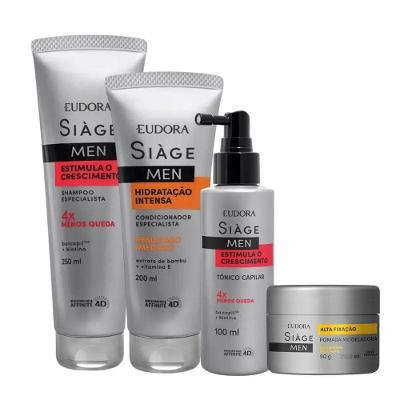 Kit Shampoo E Tônico Antiqueda Condicionador Hidratação E Pomada Modeladora Eudora Siàge Men