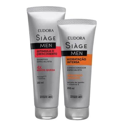 Kit Shampoo Antiqueda E Condicionador Hidratação Masculino Crescimento Eudora Siàge Men