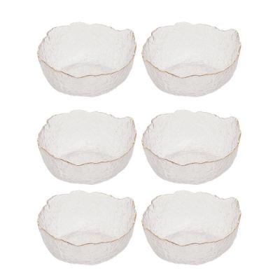 Jogo 6 Bowl De Cristal De Chumbo Martelado Com Borda Dourada Taj 19x10cm Wolff