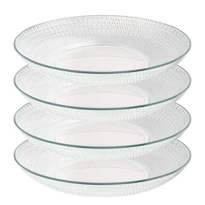 Jogo 4 Prato Fundo De Vidro Gema Plus Transparente 22,5cm Class Home