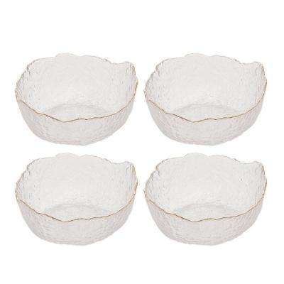 Jogo 4 Bowl De Cristal De Chumbo Martelado Com Borda Dourada Taj 19x10cm Wolff