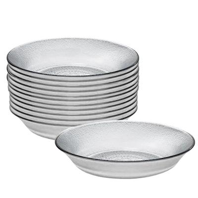 Jogo 12 Prato Fundo De Vidro Acquamarine Transparente 19,5cm Class Home