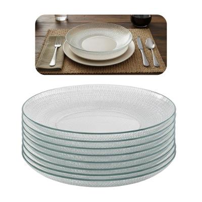 Jogo 8 Prato Fundo De Vidro Gema Plus Transparente 22,5cm Class Home