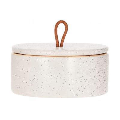 Pote Decorativo De Cerâmica Multiuso Branco Potiche Granilite Com Tampa 6x12cm Mart