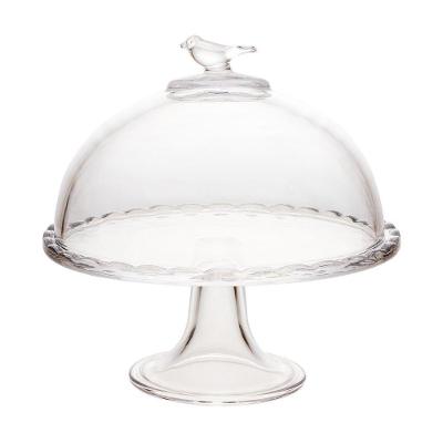 Prato Para Bolo Com Pé E Tampa Bird 19x19x19cm Cristal Wolff