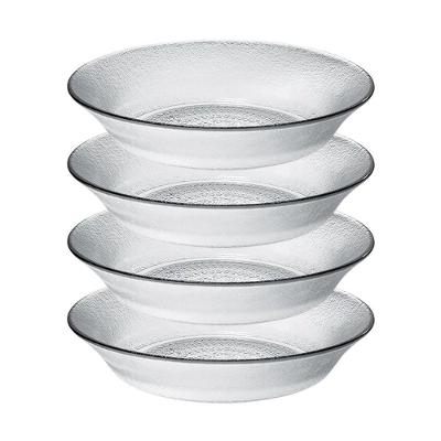 Jogo 4 Prato Fundo De Vidro Acquamarine Transparente 19,5cm Class Home