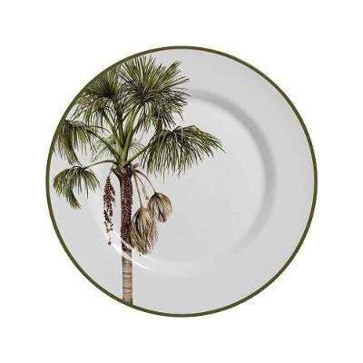 Prato Raso De Cerâmica Malibu Coqueiro Palm 29cm Alleanza