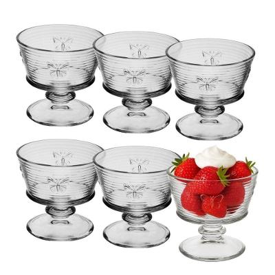 Jogo 6 Taça De Sobremesa Vidro Transparente Lines Butterfly Borboleta Wolff 240ml