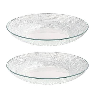 Jogo 2 Prato Fundo De Vidro Gema Plus Transparente 22,5cm Class Home