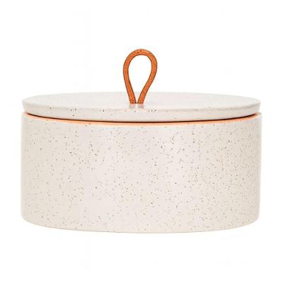 Pote Decorativo De Cerâmica Multiuso Branco Potiche Granilite Com Tampa 8x16cm Mart