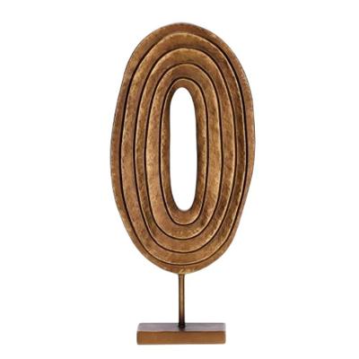 Escultura Oval Em Poliresina Dourada 45x20x7cm Mart
