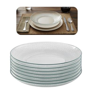 Jogo 6 Prato Fundo De Vidro Gema Plus Transparente 22,5cm Class Home