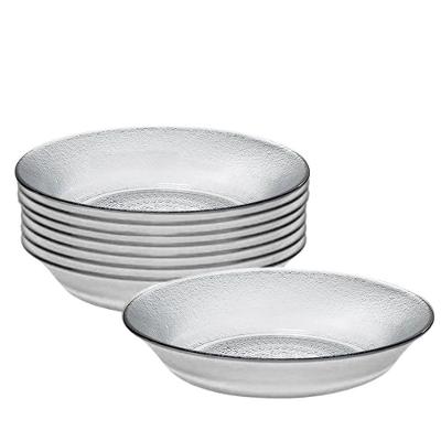 Jogo 8 Prato Fundo De Vidro Acquamarine Transparente 19,5cm Class Home