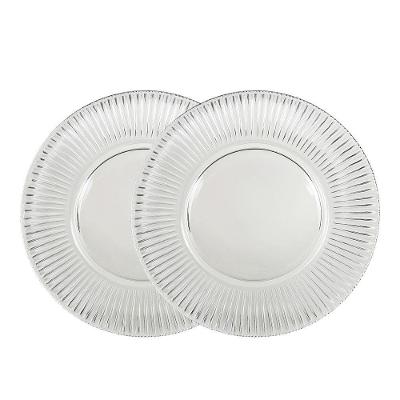 Jogo 2 Sousplat Redondo De Cristal Renaissance Transparente Lyor 31,5cm