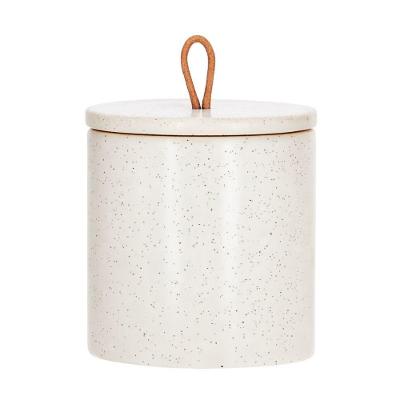 Pote Decorativo De Cerâmica Branco Potiche Granilite Com Tampa 6x12cm Mart