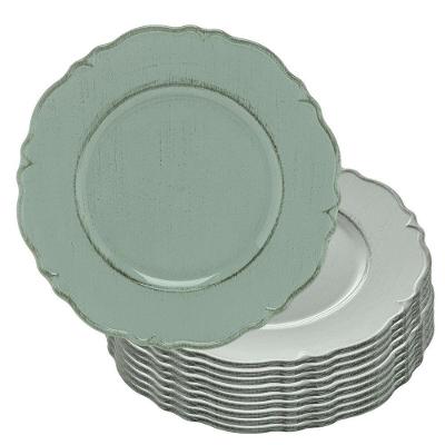 Jogo 10 Sousplat Redondo Mesa De Chá Café Sobremesa Patinado Plástico Moon Verde 25cm Lyor