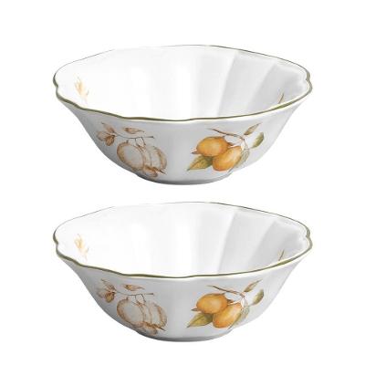 Jogo 2 Bowl De Cerâmica Cereal Branco Limão Toscana Scalla 400ml