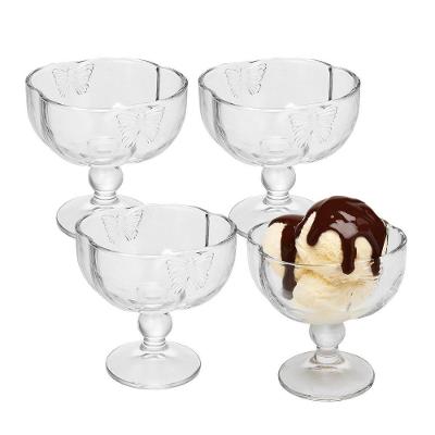 Jogo 4 Taça Para Sobremesa Com Pé De Vidro Borboleta Butterfly Wolff 190ml