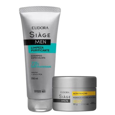 Kit Shampoo Antioleosidade Masculino E Pomada Modeladora Efeito Matte Eudora Siàge Men