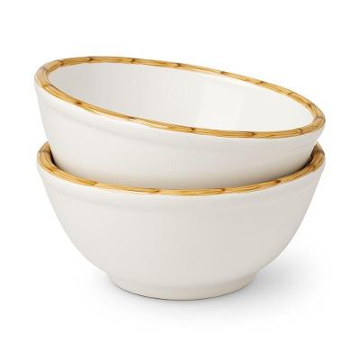 Jogo 2 Bowl Tigela Cumbuca Branco Para Sopa Caldos Bambu Cerâmica Scalla 500ml