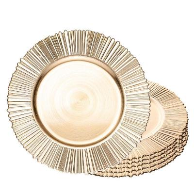 Jogo 4 Sousplat Redondo De Plástico Solar Dourado 33cm Wolff
