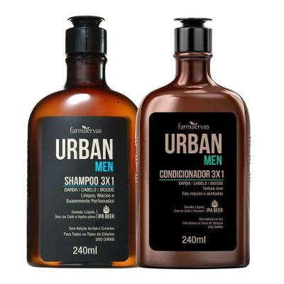 Kit Shampoo E Condicionador 3 Em 1 Barba Cabelo E Bigode Masculino 240ml Urban Men