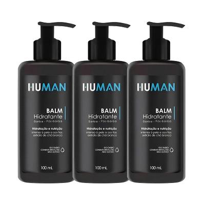 Kit 3 Creme Balm Para Barba Hidratante Facial Pós-barba Nutrição Human 100ml