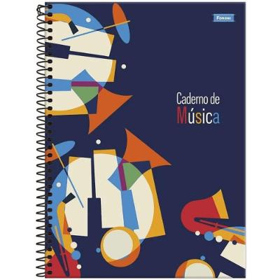 Caderno De Música Universitário Espiral 80 Folhas Foroni Estampa 2