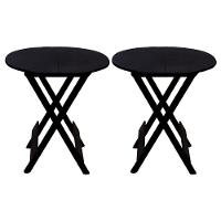 Kit 2 Mesas Redondas Dobráveis Em Madeira Maciça 70X70 Preto Ideal Para Bares E Restaurantes - 1